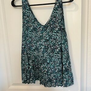 LOFT Sleeveless Top in Teal and Black